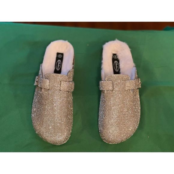 Adalina Silver rhinestone  fur lined mule Silver size 5 - Picture 4 of 5